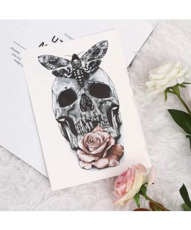 Yesallwas Skull Temporary Tattoo 6 Sheets - Waterproof Fake Tattoos for Men & Teens - Arms, Shoulders, Chest & Back - Crown, Gun, Tree, Tribal Feather, Clock - Long Lasting Stickers - Buy Online on SooperMarket.com