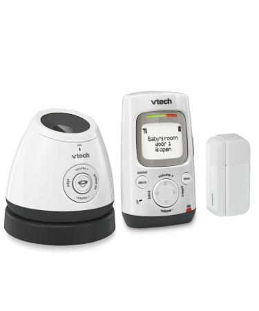 VTech DM271-102 Audio Baby Monitor with Glow-on-Ceiling Night Light, Open or Closed Door/Window Sensor, Vibrating Sound-Alert, Talk Back Intercom & Belt Clip