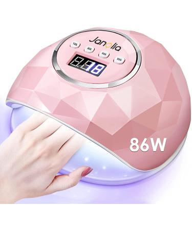 Janolia nail dryer lamp 86W UV LED lamp for gel nails Professional gel UV LED nail lamp with sensor LCD display UV nail lamp for gel nails with 4 timers Suitable for all gel pink