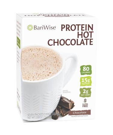 BariWise Protein Hot Cocoa, Chocolate - 2g Net Carbs, 80 Calories, 15g Protein (7ct) Chocolate 0.83 Ounce (Pack of 7)