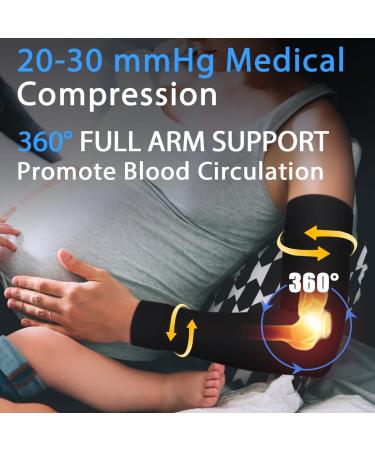 Normers 20-30 mmHg Medical Compression Arm Sleeve - Full Arm Support for Lymphedema, Arthritis, Swelling - Black Large - Men & Women - Buy Online on SooperMarket.com