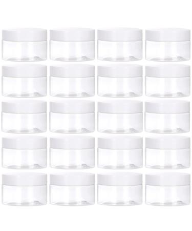 TUZAZO 24 Pack 1 OZ Plastic Jars Round Clear Cosmetic Container Jars with Lids and Labels Small Plastic Jars for Lotion Cream Ointments Makeup Glitters Samples Travel Storage 24 1 oz
