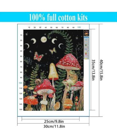 Stamped Cross Stitch Kits for Adults - 4 Pack Mushroom Skeleton Flower Eye Patterns - Needlecrafts for Home Decor - 12x16inch - Buy Online on SooperMarket.com