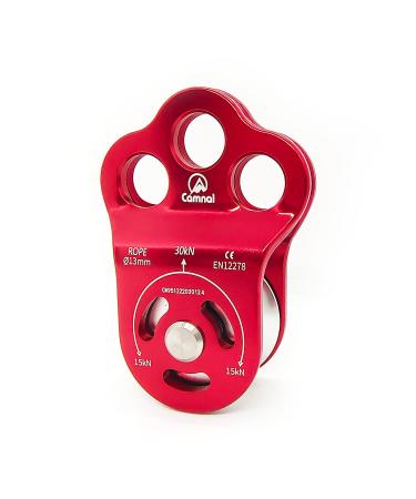 EMMRAGNO 30KN Climbing Single Pulley Climbing Three Hole Hitch Pulley Climbing Bearing Pulley, Hauling Pulley for Rock Climbing, Rappelling, Zipline Sports etc.