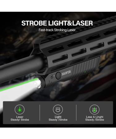 Solofish 1450 Lumens MLOK Mount Tactical Flashlight with Green Laser Sight | Magnetic Rechargeable Laser Light Combo for M-Lok Rail - Buy Online on SooperMarket.com