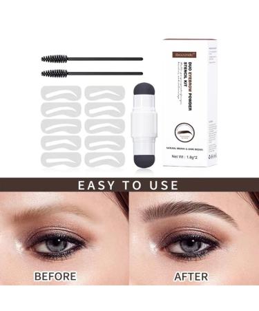 Double Eyebrow Stamp Kit | 10 Eyebrow Stencils for Perfect Shaping | Natural & Dark Brown Makeup Set - Buy Online on SooperMarket.com