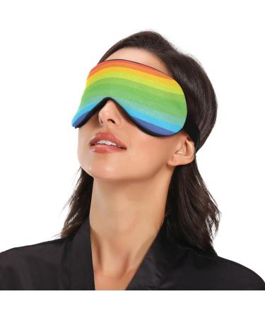 Haskirky Light Blocking Eye Mask - Breathable & Adjustable for Men and Women - Ideal for Travel, Yoga & Deep Sleep - Rainbow Design - Buy Online on SooperMarket.com