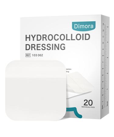 Dimora 20 Pack Hydrocolloid Wound Dressing Ultra Thin 4" x 4" Large Patch Bandages with Self-Adhesive 0.3mm thickness Pack of 20