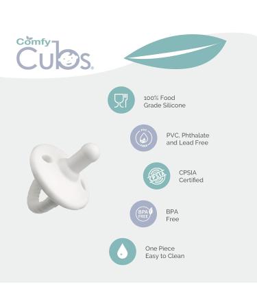 Pacifier Soother Baby 4 Pack, Newborn Teething 100% Food Grade Soft Silicone, BPA Free by Comfy Cubs - White, Stage 1 (0-6 Months) - Buy Online on SooperMarket.com