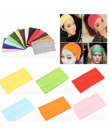 Yeshan Pack of 12 Wide 5 Inch Wicking Athletic Bandana Headbands - Candy Colors - Stretchy Head wrap for Sports and Fashion - Buy Online on SooperMarket.com
