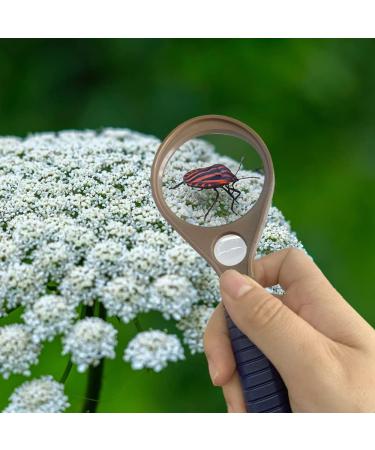 20 x & 10 x Handheld Magnifier Glass with Protective Sleeve Small Reading Magnifying Glass with Non Slip Handle Portable Hand Held for Seniors Students Exploring (65mm Blue & Brown) - Buy Online on SooperMarket.com