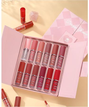 Matte Liquid Lipstick Set - 12 Colors Velvet Waterproof Lipstick & Lip Plumper | Long-Lasting Makeup Gift Box - Buy Online on SooperMarket.com