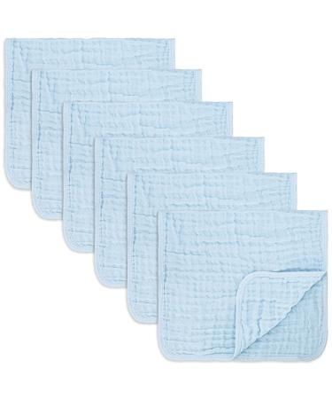 Comfy Cubs Musselin Spuckerche 6-Ser large handwashers made of 100% cotton 6 layers particularly absorbent and soft (sky blue 6-pack) sky blue pack of 6