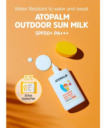 ATOPALM Outdoor Sun Milk & Cleansing Pads Set | Waterproof Baby Kids Sunscreen SPF50+ PA - Buy Online on SooperMarket.com