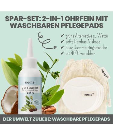 NOMS 2-in-1 Ear Cleaner for Dogs & Cats | Jojoba Oil & Bamboo Pads | Ear Drops for Inflammation Itching & Mites | 75ml - Buy Online on SooperMarket.com