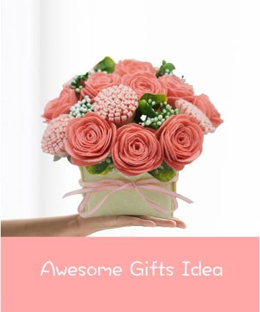 DIY Felt Flower Art Craft Kit - Pink Rose and Carnation Bouquet | Beginner Floral Gift Kit with Pre-Cut Felt Flowers - Buy Online on SooperMarket.com
