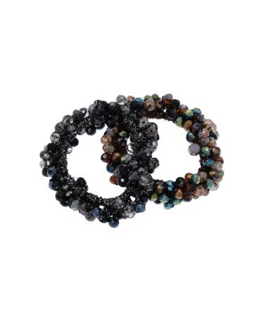 Aysekone 2 Pieces Crystal Hair Ropes Elastic Hair Scrunchies Fancy Ponytail Holder Crystal Hair Band Hair Ties Rhinestone Hair Bands Bracelet Hair Accessories for Women Girls