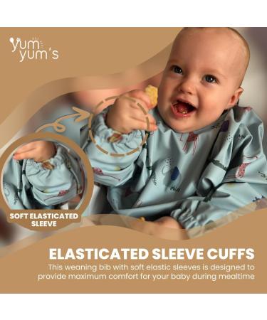 Yum Yum's Silicone Baby Bibs - Waterproof Long Sleeve Feeding Bib with Safari Friends Design | Ideal for Baby Weaning 6-12 Months - Buy Online on SooperMarket.com