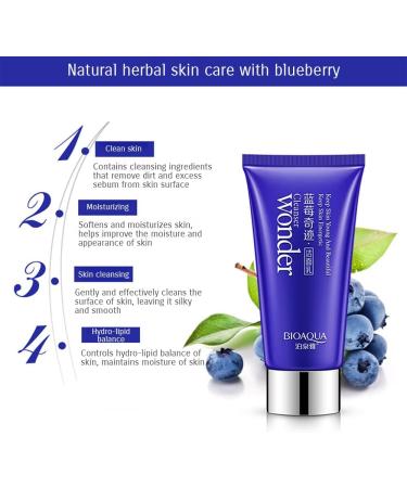 BIOAQUA Natural Herbal Skin Cleanser Blueberry Long Lasting Moisturizing Nourishing Elasticity Hydro-Lipid Balance 100g - Buy Online on SooperMarket.com