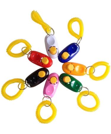 SunGrow Dog Clickers with Wrist Bands 2 Inches Colorful and Practical Set of Simple Convenient and Effective Training Tools for Puppy or Cat 7 Pack United