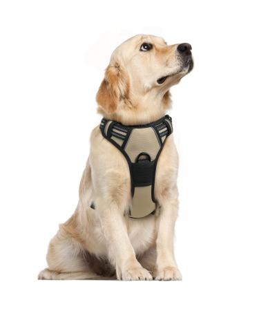 Rabbitgoo dog harness medium -sized dogs anti train crockery dog with control no pull adjustable dog dishes large dogs breathable reflex stripes breast harness dog safe guide kaki xl XL (1 Pack) kaki