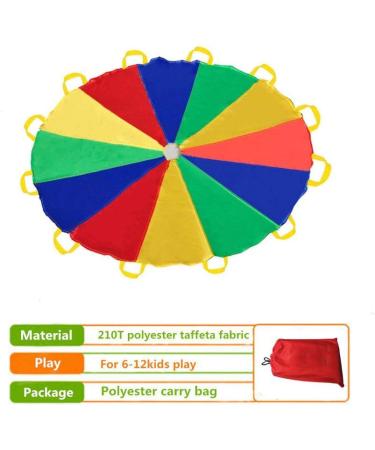 Sonyabecca Parachute for Kids - 12FT, 12 Handles, Multicolored | Tent Cooperative Games and Birthday Gift - Buy Online on SooperMarket.com