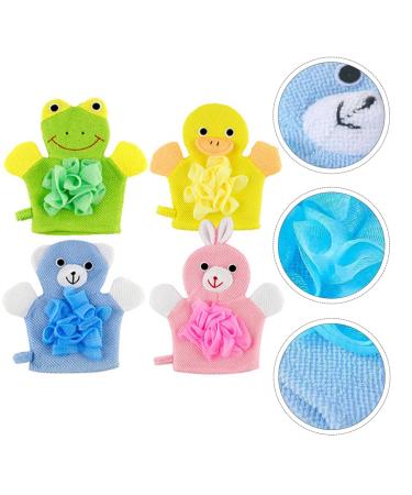 EXCEART 4pcs Kids Wash Gloves Bath Sponge Mitt Set - Children's Puppet Shower Loofah Gloves - Buy Online on SooperMarket.com