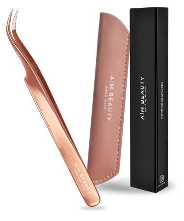 At the beauty tweezers diamond edition including case eyelash sink bent nail design accessories eyelashcots artificial eyelashes extensions eyelashes tweezers gimmering eyelash extensions (rose gold)