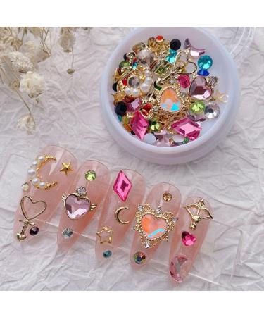 Dornail 3D Star Moon Nail Charms | Colorful Heart Rhinestones | Nail Gems for Nail Art | Geometry Rhinestone Decorations | Nail Kit 1 Box - Buy Online on SooperMarket.com