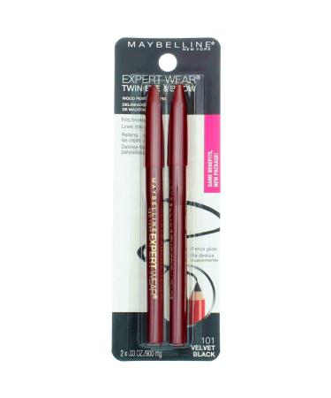 Maybelline Expert Eyes Twin Brow And Eye Pencils Velvet Black 101 2 ea (Pack of 2)