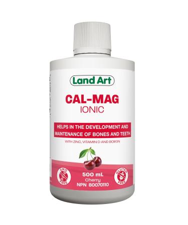 Liquid Ionic Calcium Magnesium Formula with Vitamin D Vitamin C and Zinc - Maintain Healthy and Stronger Bones - 500ml - Cherry Flavor - Non-GMO Gluten Free Sugar Free - Made in Canada