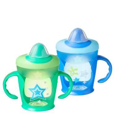Tommee Tippee Hold Tight Trainer Sippy Cup Spill-Proof |7+ Months 9 Ounces 2 Count Trainer Cup Green & Blue
