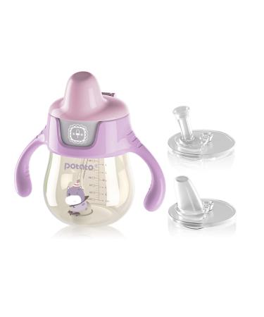 POTATO Sippy Cups For Toddlers with Straw Spill Proof  PPSU Learner Cup with Handle for Girl  Water Bottle for Baby 6 Months with 2 Type of Spout  6 Ounce Pink 6 oz Pink