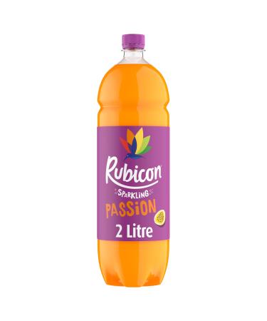 Rubicon Sparkling Passion Flavoured Fizzy Drink with Real Fruit Juice Handpicked Fruits for a Temptingly Intense Taste "Made of Different Stuff" - 1 x 2L Bottle Passion Fruit 2L | 1 Bottle