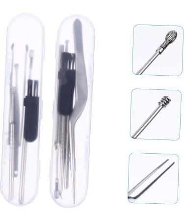2 Sets Stainless Steel Ear Cleaning Kit - Ear Pick, Spatula, Spiral Spoon, Earwax Removal Tools - Buy Online on SooperMarket.com
