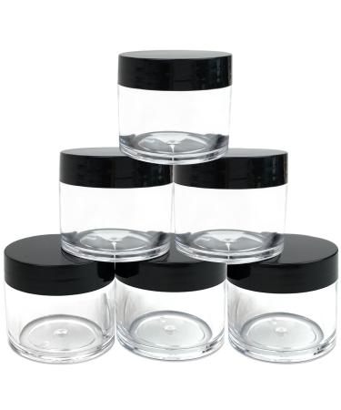 (Quantity: 6 Pieces) Beauticom Premium 30G/30ML (1 Oz) Round Clear Jars with Black Flat Top Lids for Beads Gems Glitter Charms Small Arts and Crafts - BPA Free