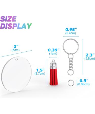 JIARON Acrylic Blank Keychains  200Pcs Acrylic Blank Keychain kits with 50 Pcs Acrylic Keychain Blanks  50 Pcs Keychain Tassels 50 Pcs Key Rings with Chain and 50 Pcs Jump Rings for DIY Keychain - Buy Online on SooperMarket.com