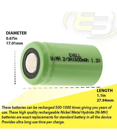 Buy 2x Exell 2/3A 1600mAh NIMH Rechargeable Flat Top Batteries for Telecoms UPS RC Devices & More - International Shipping Available - Buy Online on SooperMarket.com