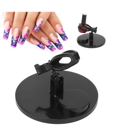 Nail Polish Bottle Holder Stand with Tilter Function Anti-Spill and Prevent Fall Off Nail Gel Fixing Clip for Manicure Painting (Wide Base)(Black)