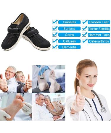 MEJORMEN Men's Edema Diabetic Shoes | Adjustable Wide Width Outdoor Walking Sneakers | Orthopedic Lightweight Comfy Casual Slippers | Black - Buy Online on SooperMarket.com