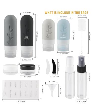 Buy Mezzar 16-Piece BPA-Free Silicone Travel Bottle Set | Perfect for Shampoo Lotion and Shower Gel | Black Travel Containers for International Shipping - Buy Online on SooperMarket.com
