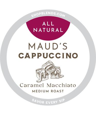 Maud's Caramel Macchiato Cappuccino Coffee Pods (Medium Roast) 16ct. Solar Energy Produced Recyclable Single Serve 1 Step 100% Arabica Coffee Cappuccino Pods 100% Real Milk and Sugar KCup Compatible