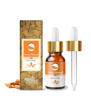 Crysalis Sweet Almond Oil 100% Pure & Natural Undiluted Essential Oil Organic Standard/Cold Pressed for Body & Face Oil Reduces Puffiness & Undereye Dark Circles Skin Toner 30ml Sweet Almond 30 ml (Pack of 1)