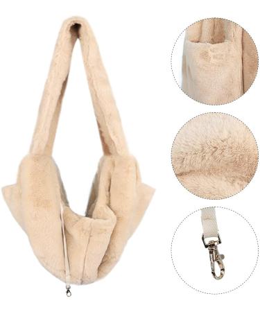 Warm Plush Small Dog Sling Cat Carrier Hand-Free Pet Sling Carrier Pet Puppy Travel Bag Cat Carrier Shoulder Bag Outdoor Travel Puppy Carrier Bag for Daily Walk Travel Outdoor Beige - Buy Online on SooperMarket.com
