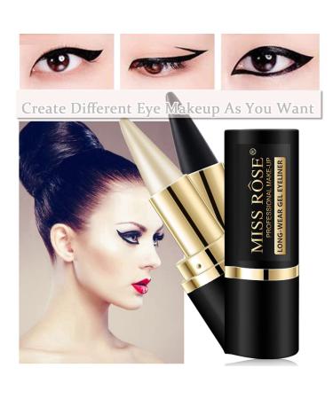 Aaiffey 2 Colors Gel Eyeliner Set - Waterproof Smudge Proof Eye-liner Pencil for Women - Long-Lasting Matte Black Eyeliner Stick - Silver and Brown Shades - Buy Online on SooperMarket.com