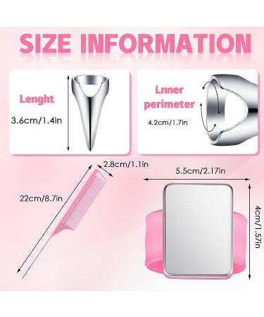 10-Piece Hair Parting Ring Set with Steel Rat Tail Comb - Pink/Silver Magnetic Wrist Pin Hair Parting Tool - Buy Online on SooperMarket.com