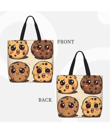 DEHIWI 3 Chocolate Chip Cookies With Different Expressions Tote Bag For Women Waterproof Casual Shoulder Bag With Zipper Grocery Handbags For Office Shopping Travel Black One Size - Buy Online on SooperMarket.com