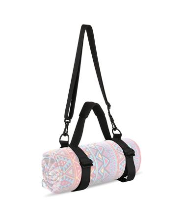 SHTCSZBA Yoga Mat Strap, Portable Mat Sling, Picnic Blanket Strap with Adjustable Shoulder Strap & Handle for Festivals Picnics Camping Motorcycle Bedroll Pilates - Black