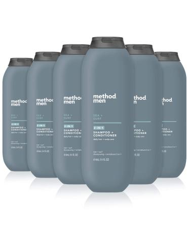 Method Men 2-in-1 Shampoo + Conditioner Sea + Surf Paraben and Phthalate Free 14 fl oz (Pack of 6) 14 Ounce (Pack of 6)