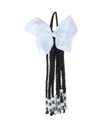 ERINGOGO Ponytail Beaded Hair Extension Bowknot Ponytail Wig Hair Decoration for Children White